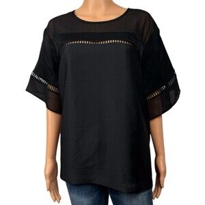 DKNY Womens 2X Black Blouse Shirt Dressy Fashion Casual Work Office XX-Large New